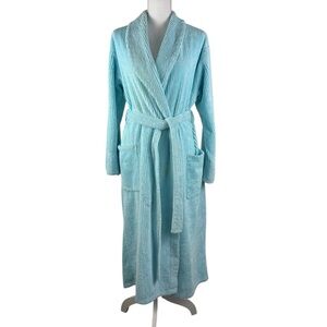 VTG 1998 Victorias Secret Blue Chenille Long Sleeved Belted Robe Small
